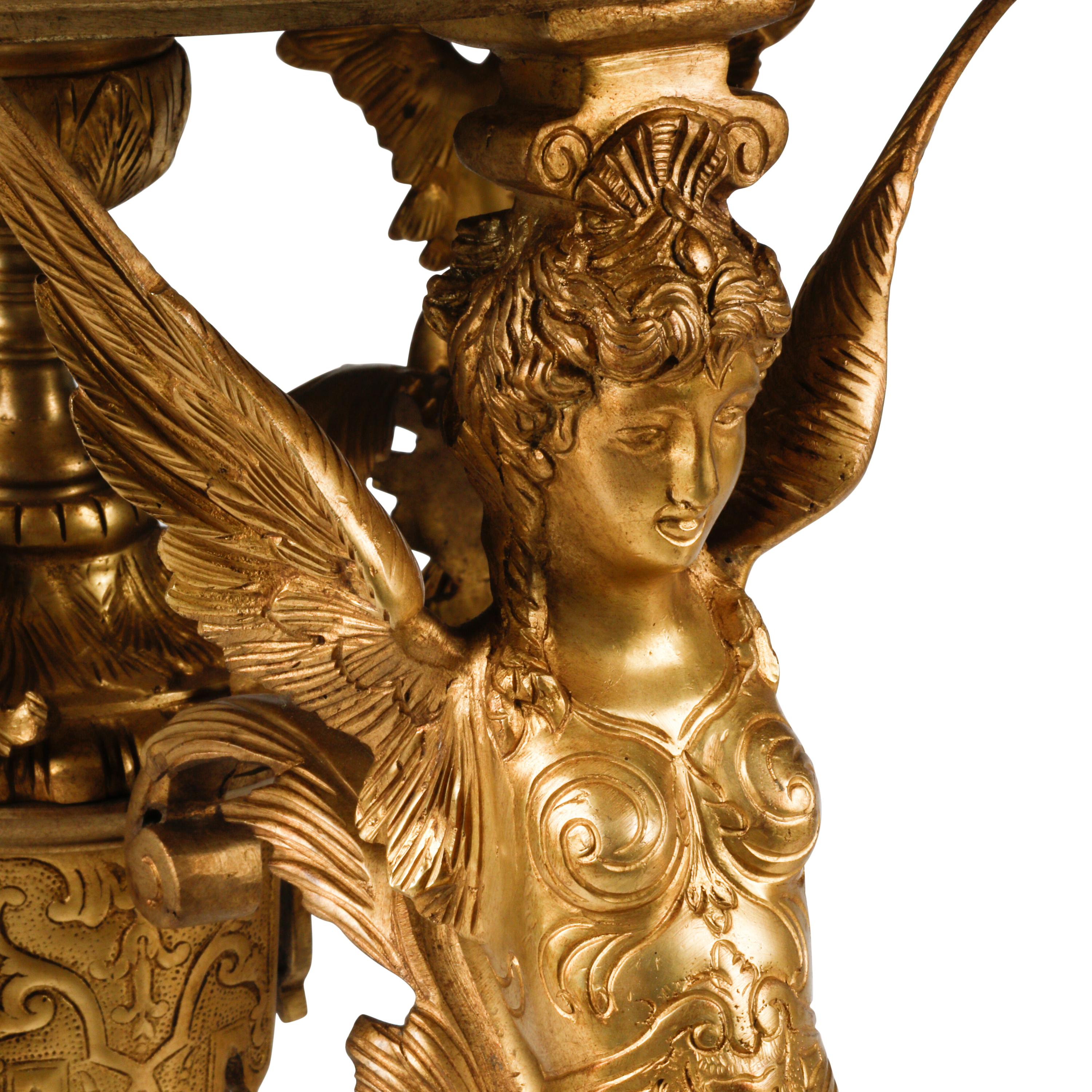 A Pair of Neoclassical Style Gilt Bronze and Malachite Tables