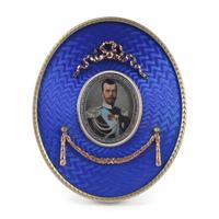 A 14 Karat Gold, Diamond and Guilloché Enamel Picture Frame