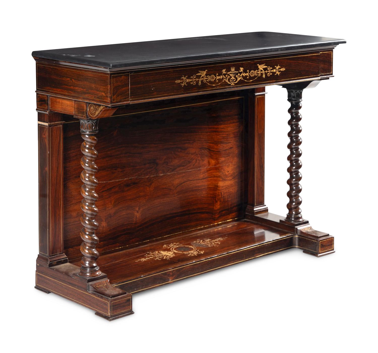 A George IV Brass Inlaid Rosewood Pier Table