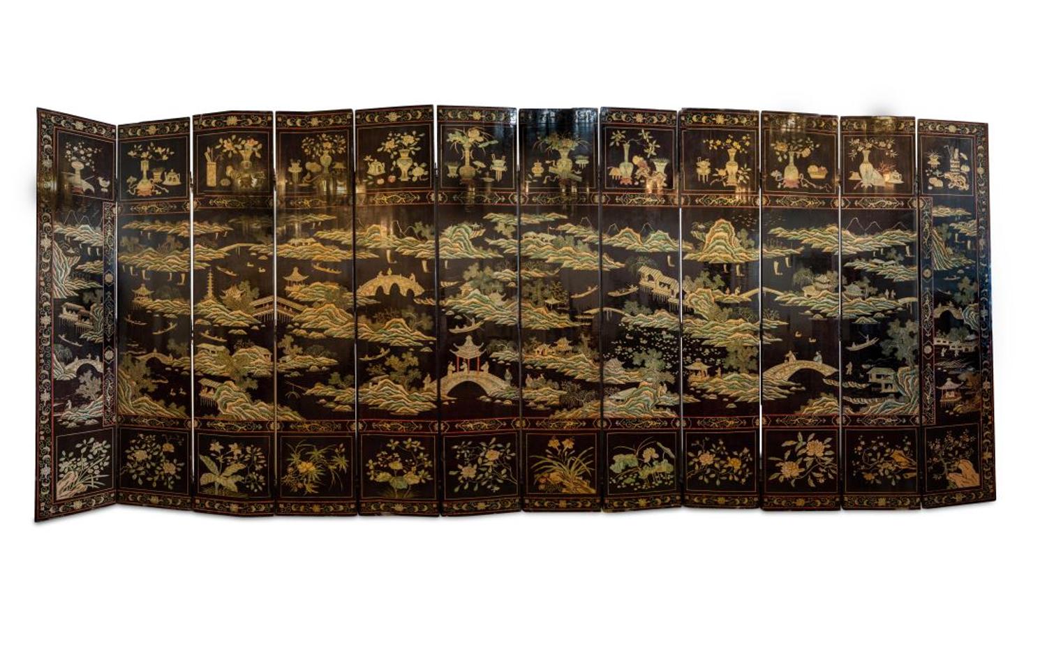 A Chinese Coromandel Twelve-Panel Screen — 19TH CENTURY