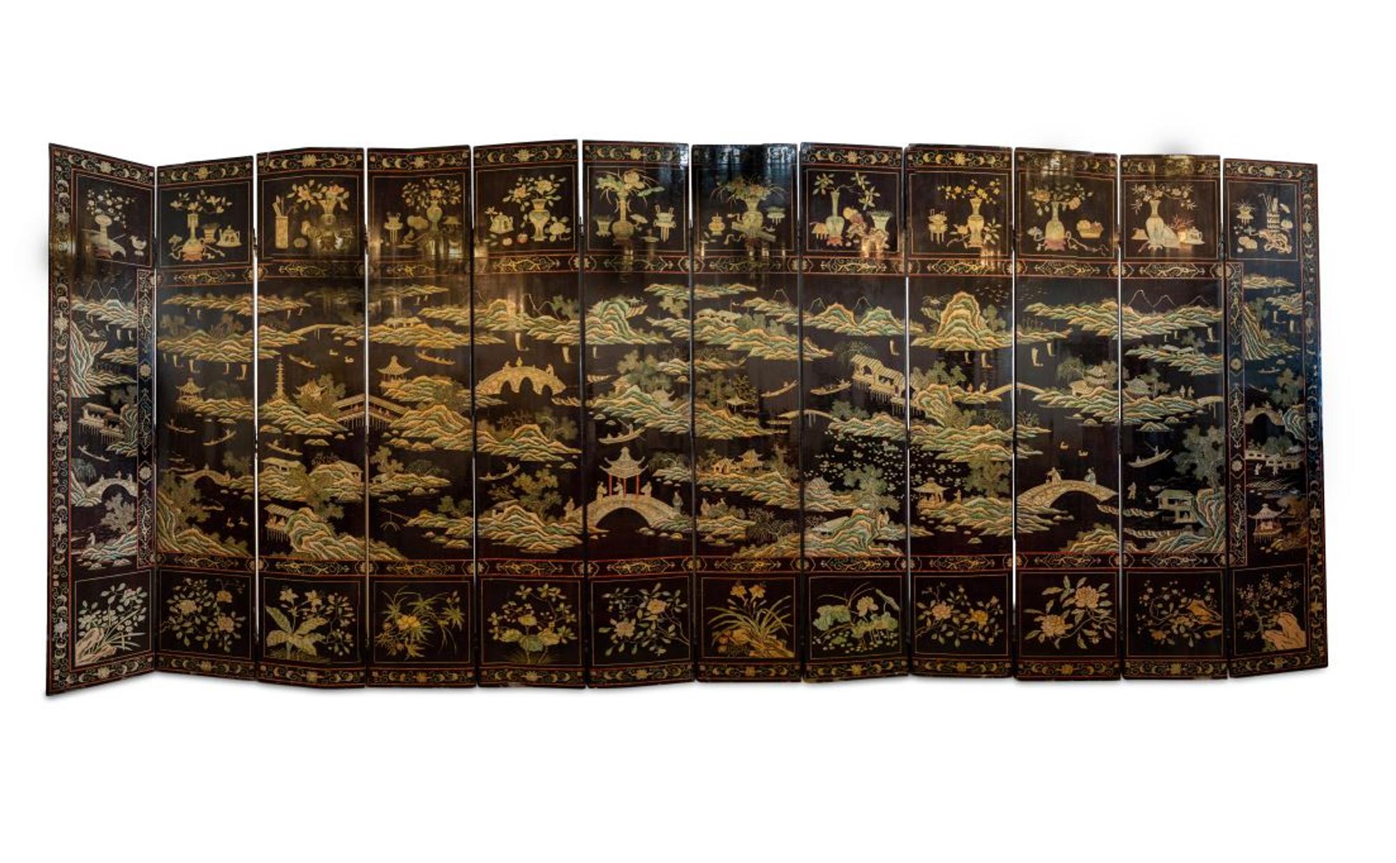 A Chinese Coromandel Twelve-Panel Screen — 19TH CENTURY