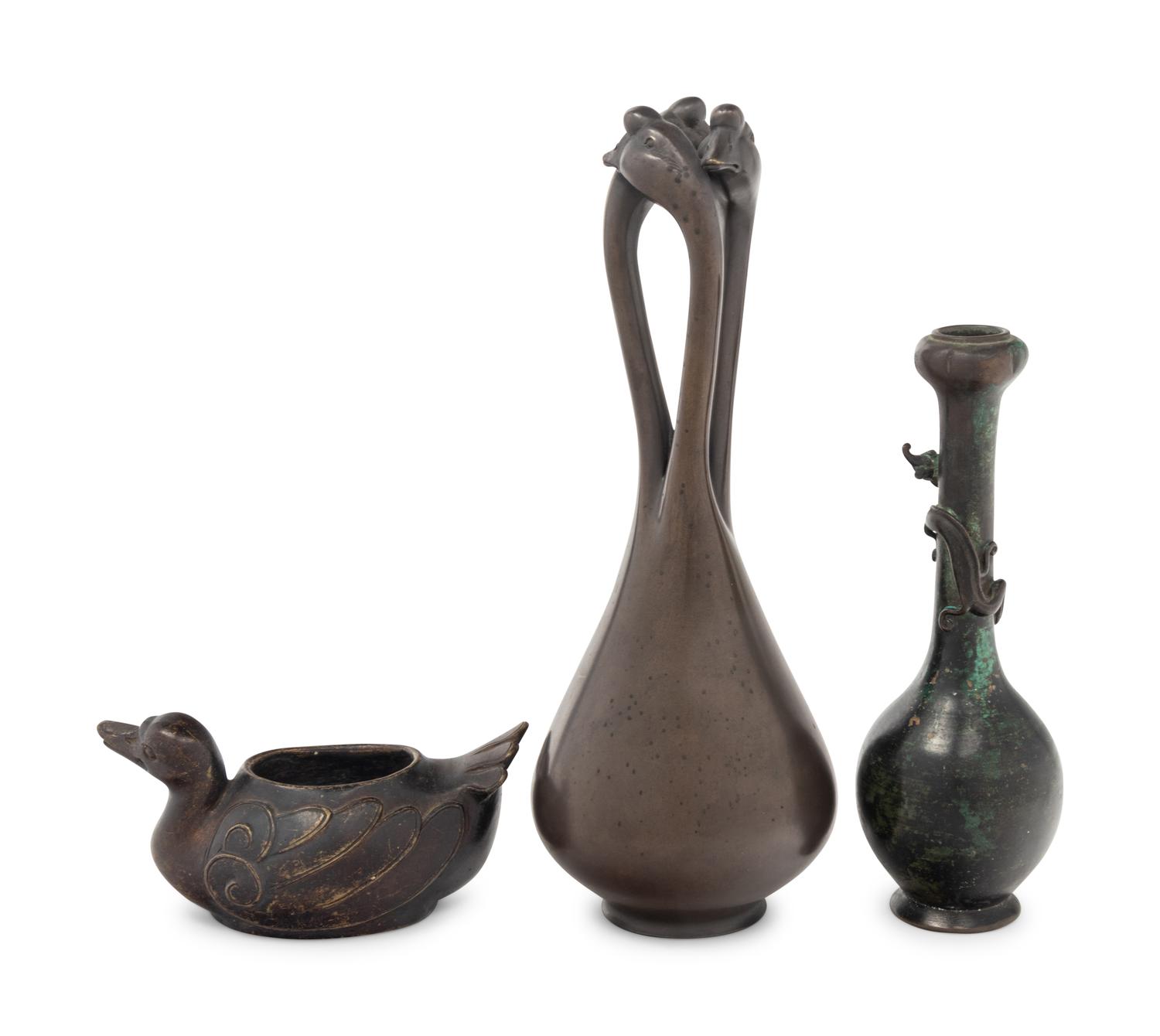 Three Japanese Bronze Vessels