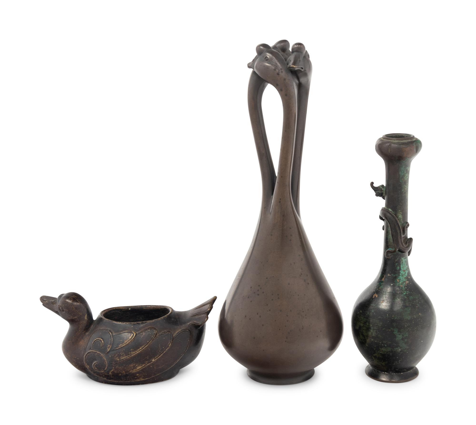 Three Japanese Bronze Vessels