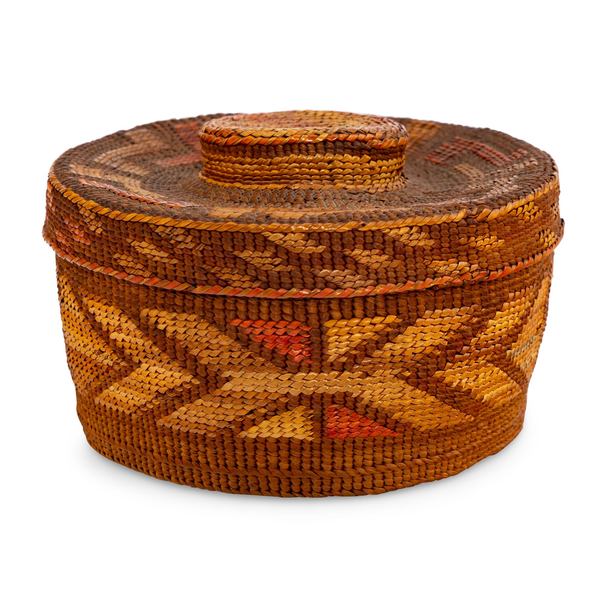 Tlingit Polychrome Rattletop Basket