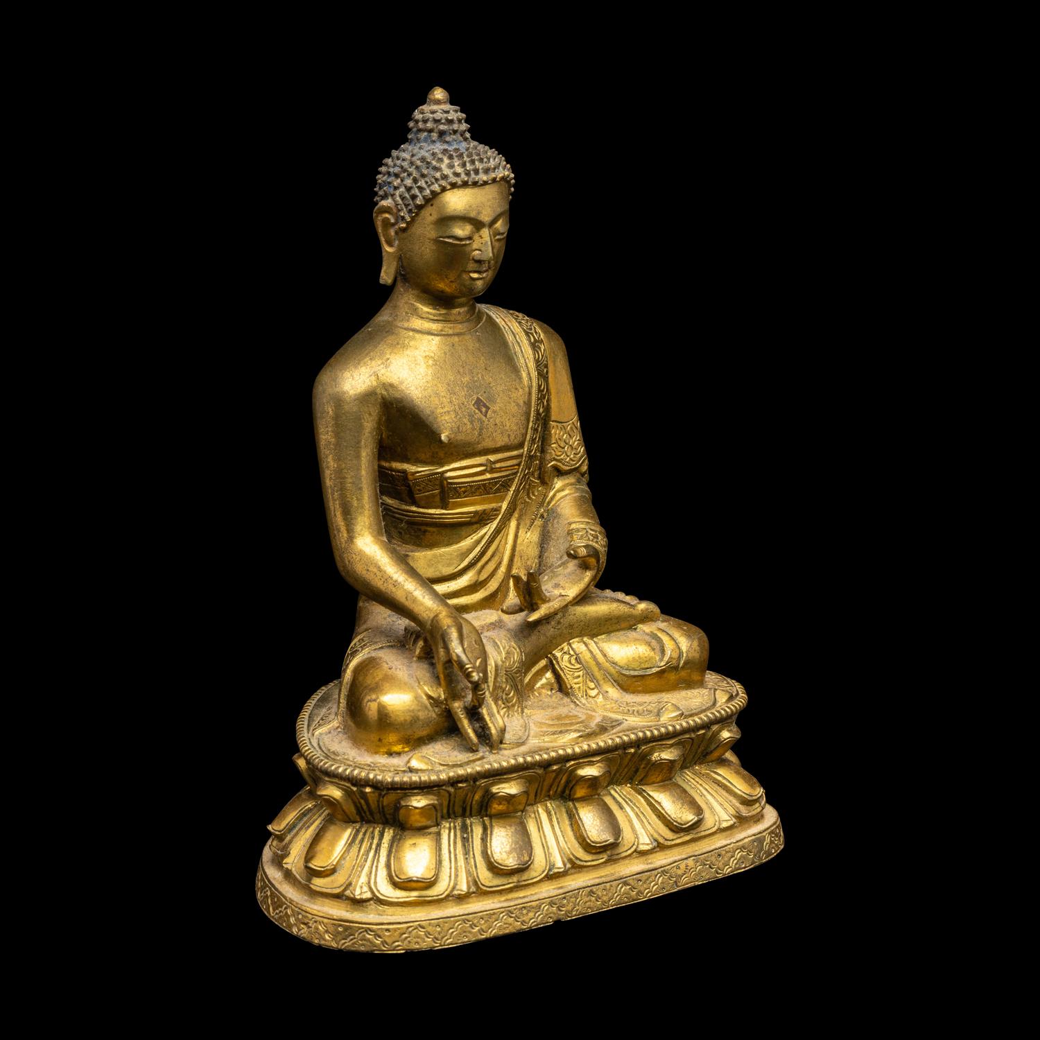 A Sino-Tibetan Gilt Bronze Figure of Buddha 銅鎏金釋迦牟尼坐像