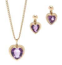 A 14 Karat Yellow Gold, Amethyst and Seed Pearl Demi Parure, 15.00 dwts.