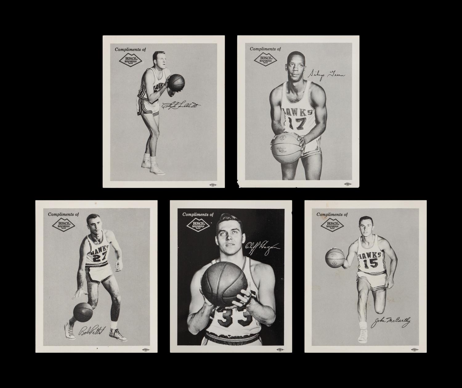 A 1959-60 St. Louis Hawks Bush Bavarian Beer Team Basketball Card Set