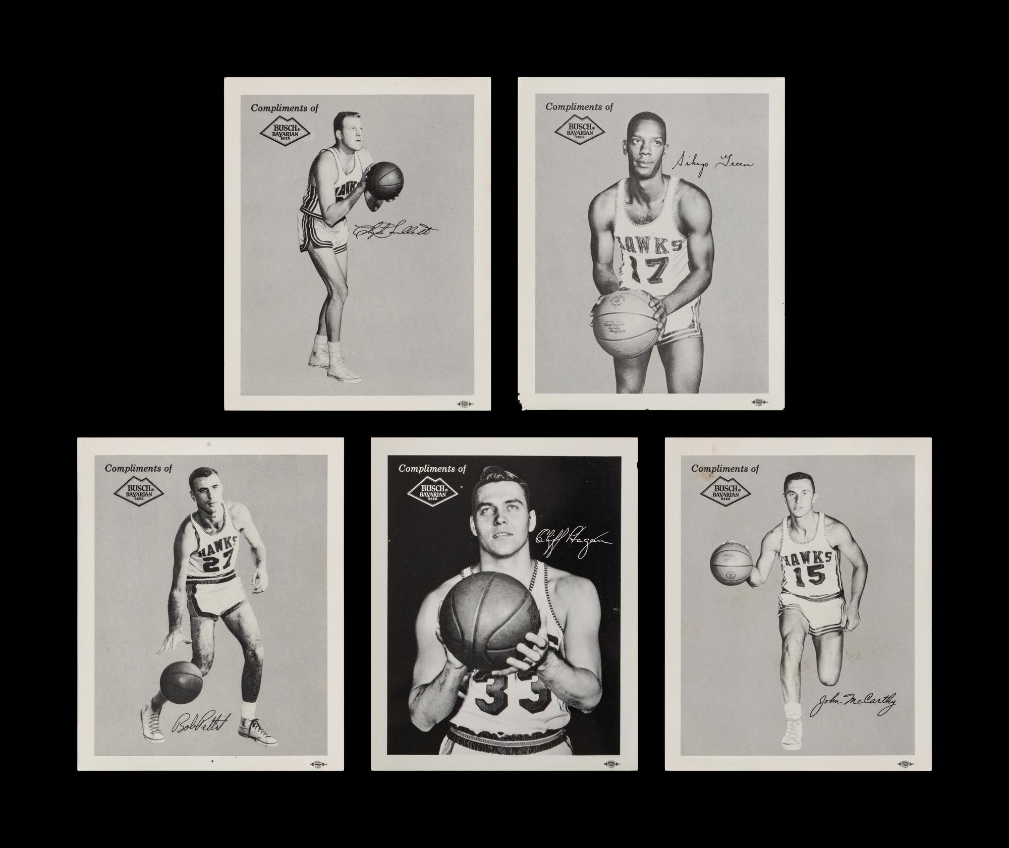 A 1959-60 St. Louis Hawks Bush Bavarian Beer Team Basketball Card Set