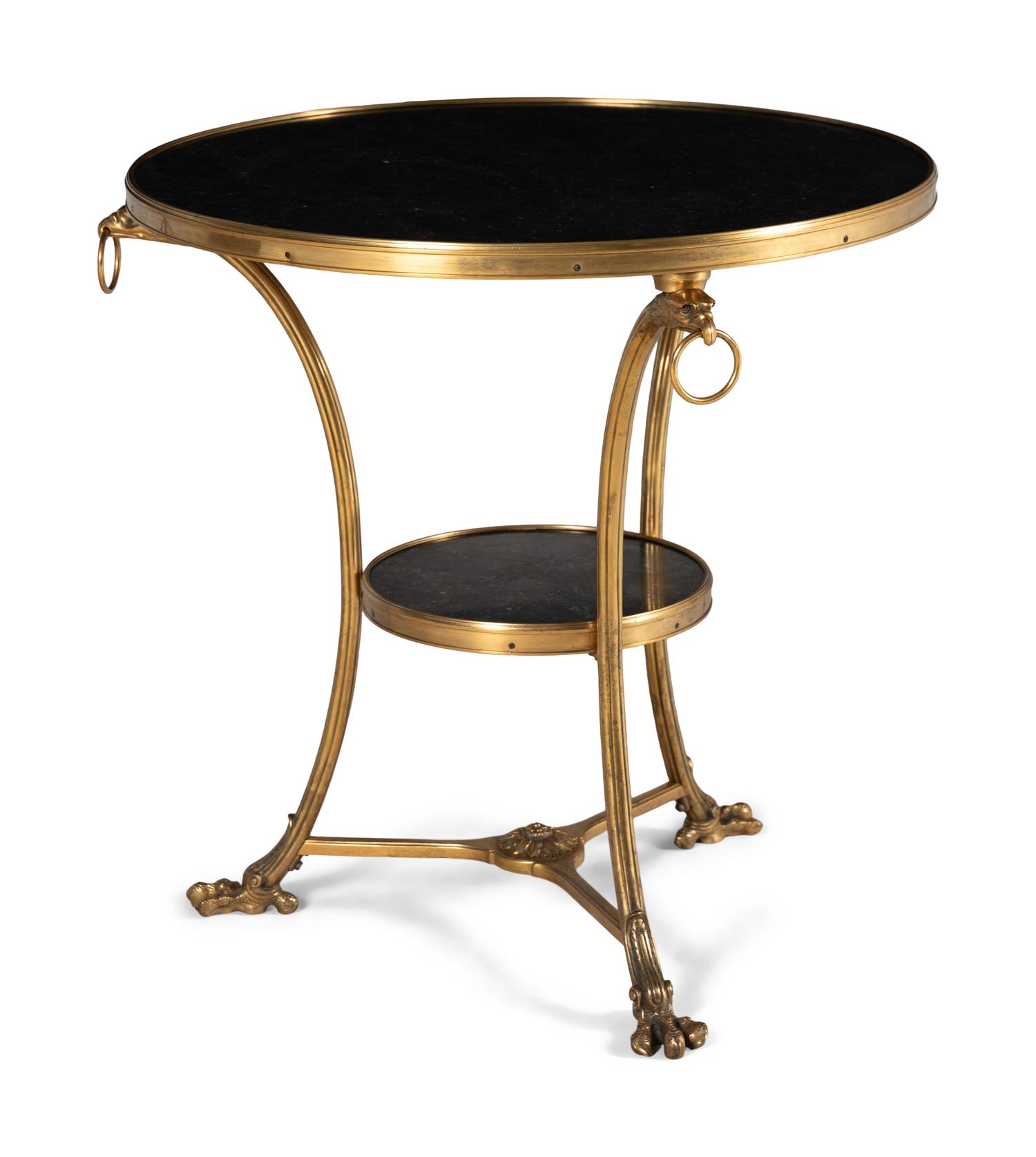 An Empire Style Gilt Bronze and Marble Guéridon