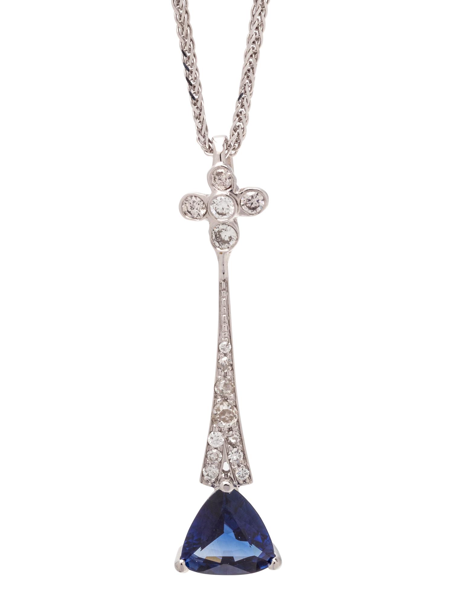 SAPPHIRE AND DIAMOND PENDANT/NECKLACE