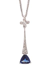 SAPPHIRE AND DIAMOND PENDANT/NECKLACE
