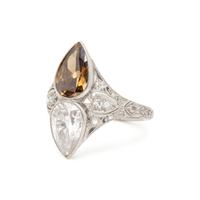 ART DECO, DIAMOND AND COLORED DIAMOND RING