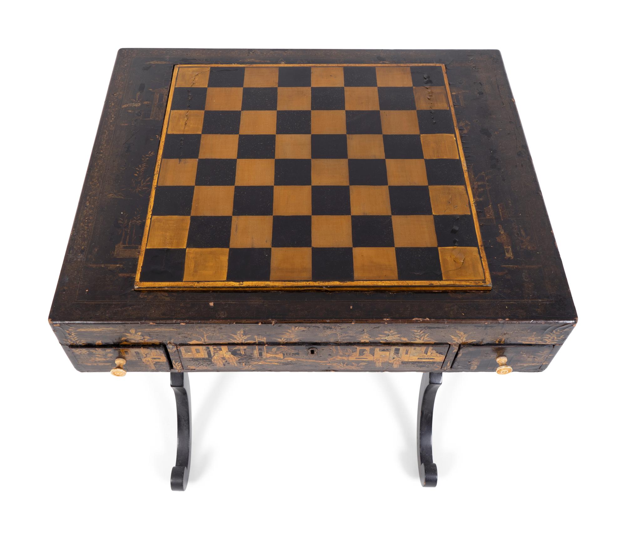 A Chinese Export Black and Gilt Lacquer Games Table — 19TH CENTURY