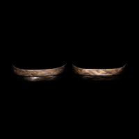 A Pair of Chinese Parcel Gilt Bronze Ear Cup Handles 漢 錯金銀勾連紋羽觴耳