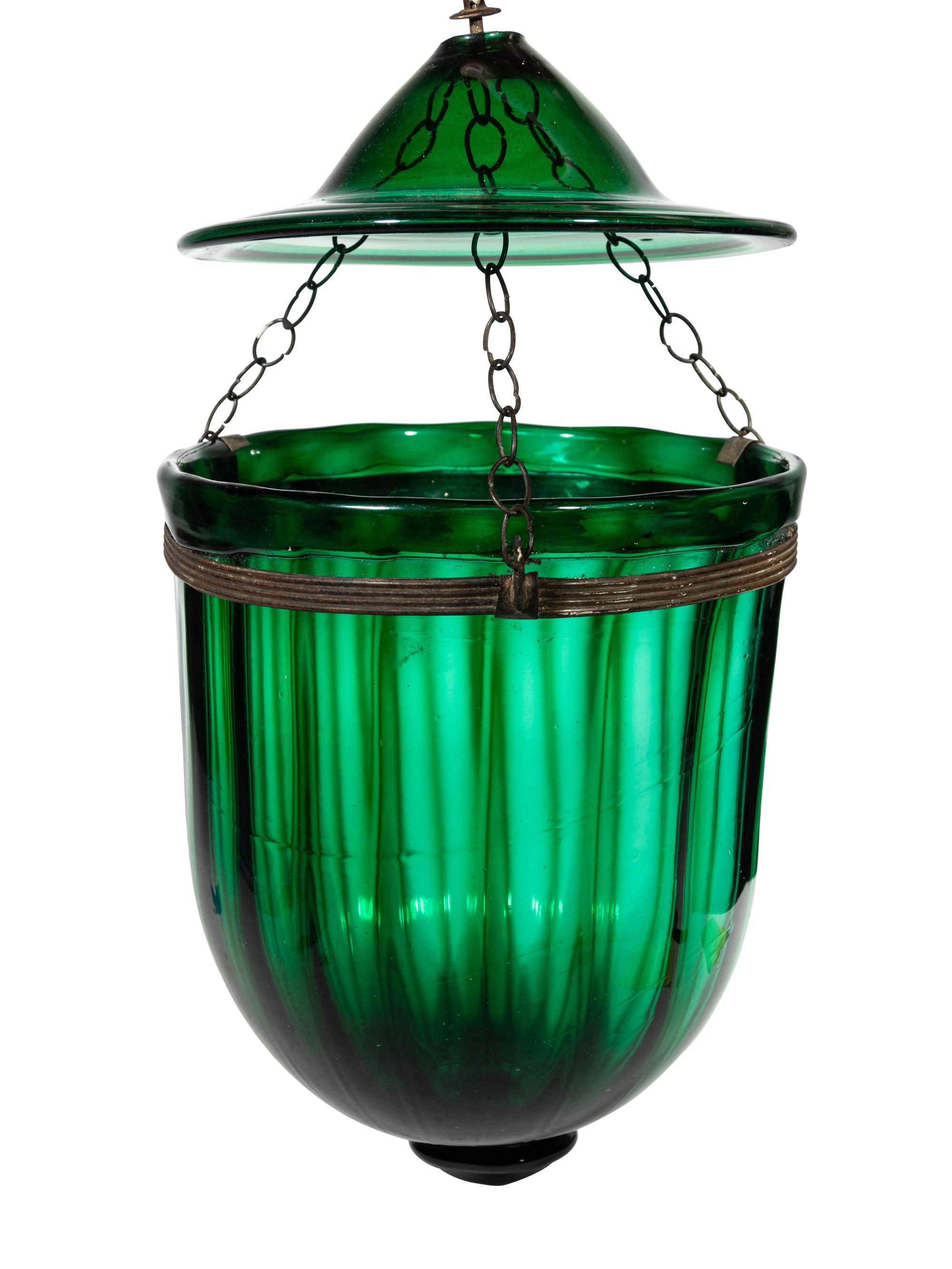 A Blown Glass Hall Lantern and Cover