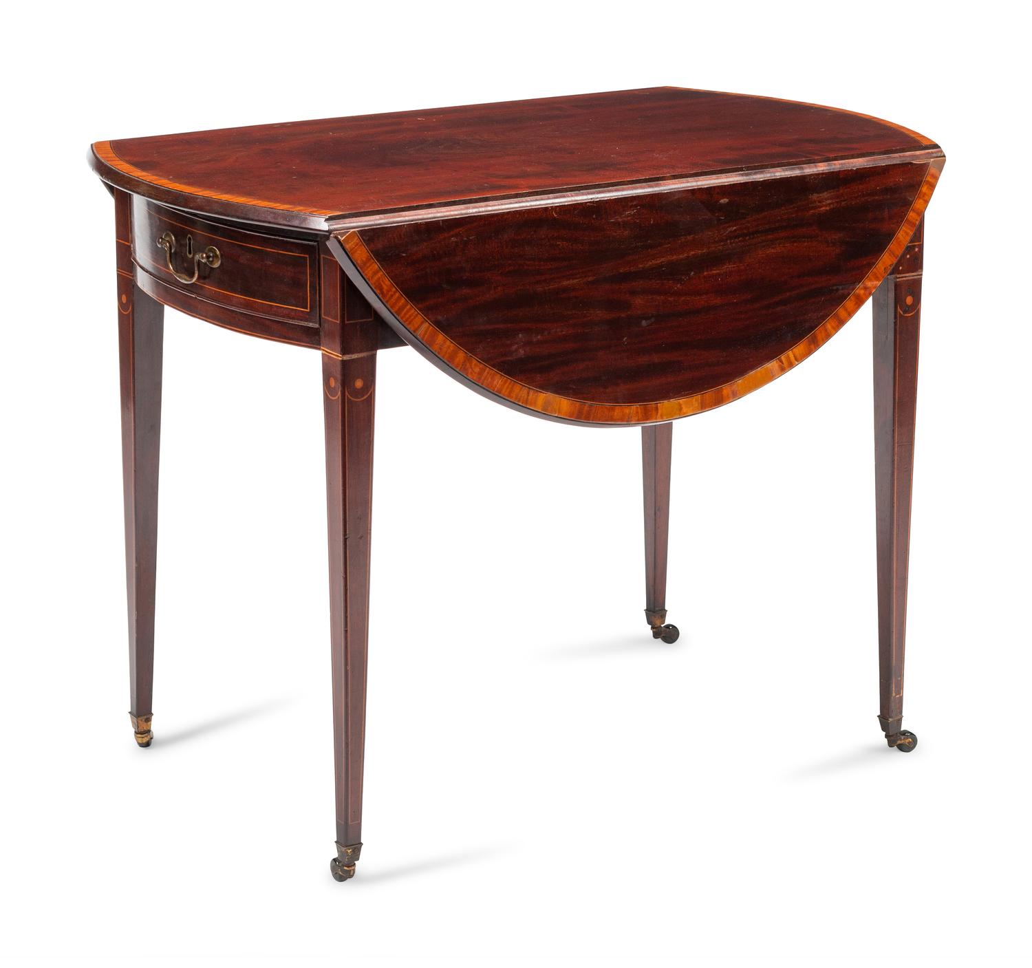 A George III Mahogany and Satinwood Pembroke Table