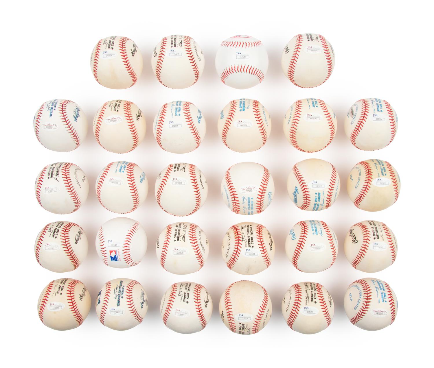 A Collection of 29 Hall of Fame Pitcher Signed Autograph Baseballs (JSA)