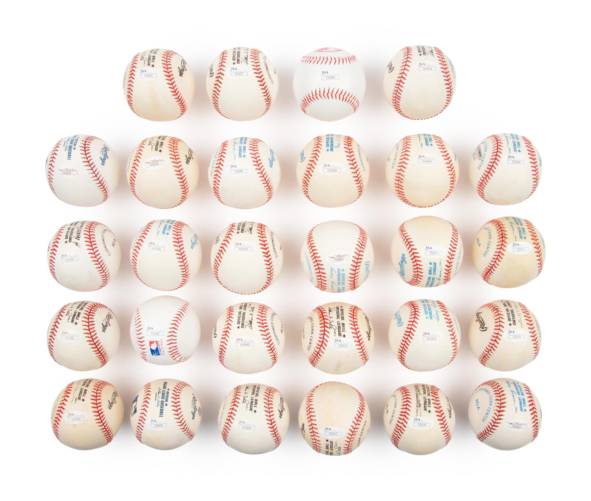 A Collection of 29 Hall of Fame Pitcher Signed Autograph Baseballs (JSA)