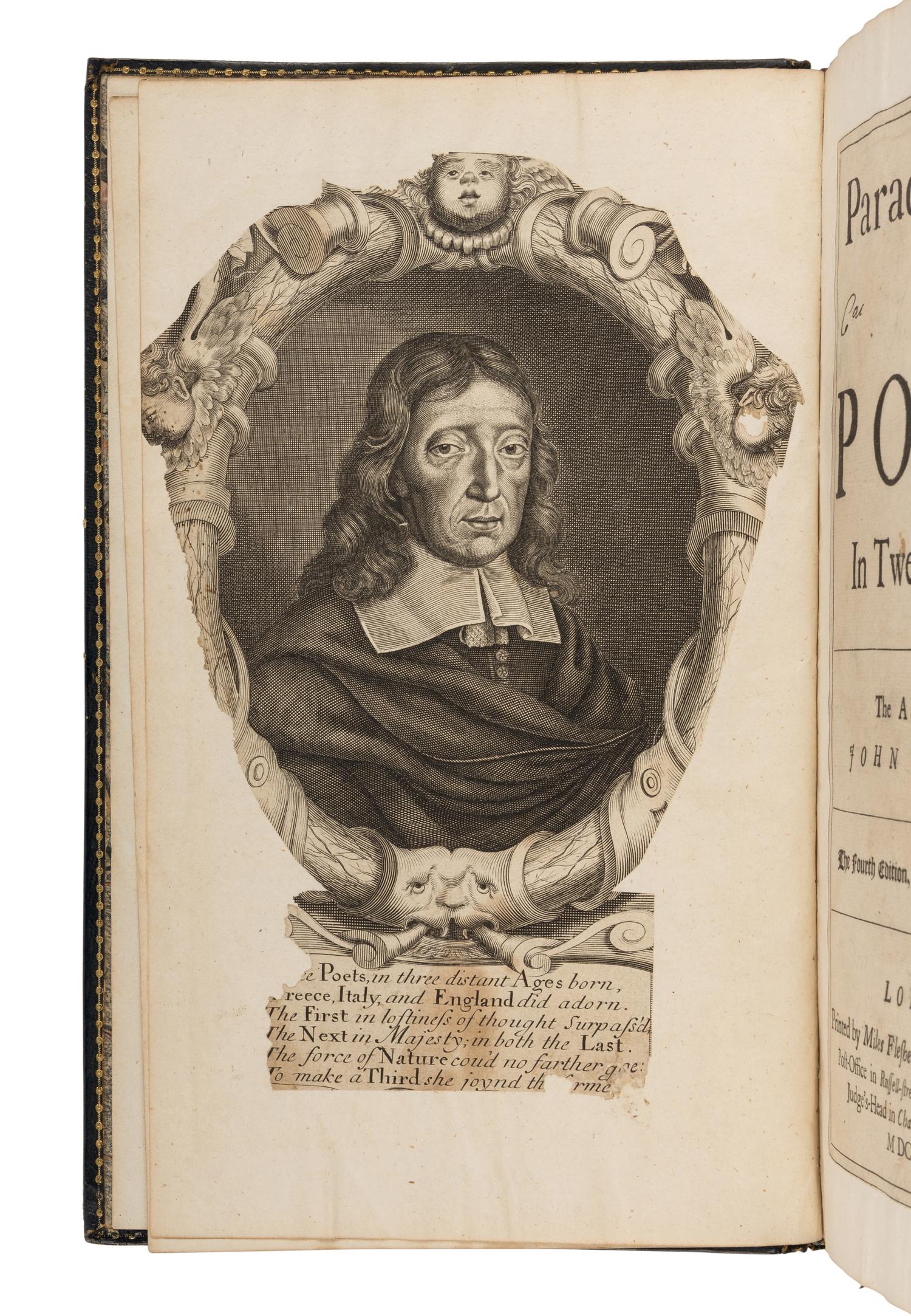 MILTON, John (1608-1674). Paradise Lost a Poem in Twelve Books . London: Miles Flesher for Richard Bently and Jacob Tonson, 1688.