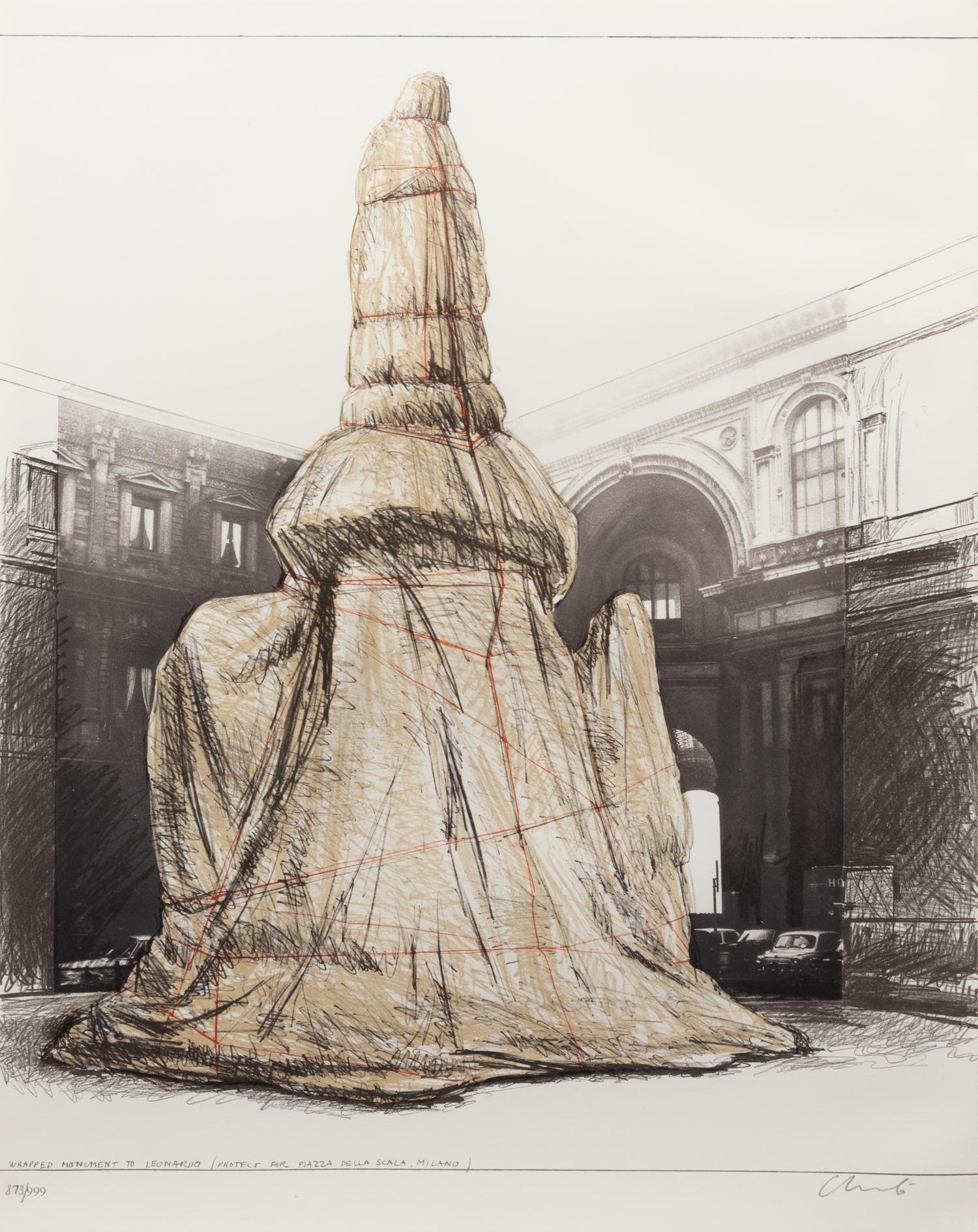 Wrapped Monument to Leonardo (Project for Piazza della Scala, Milano)