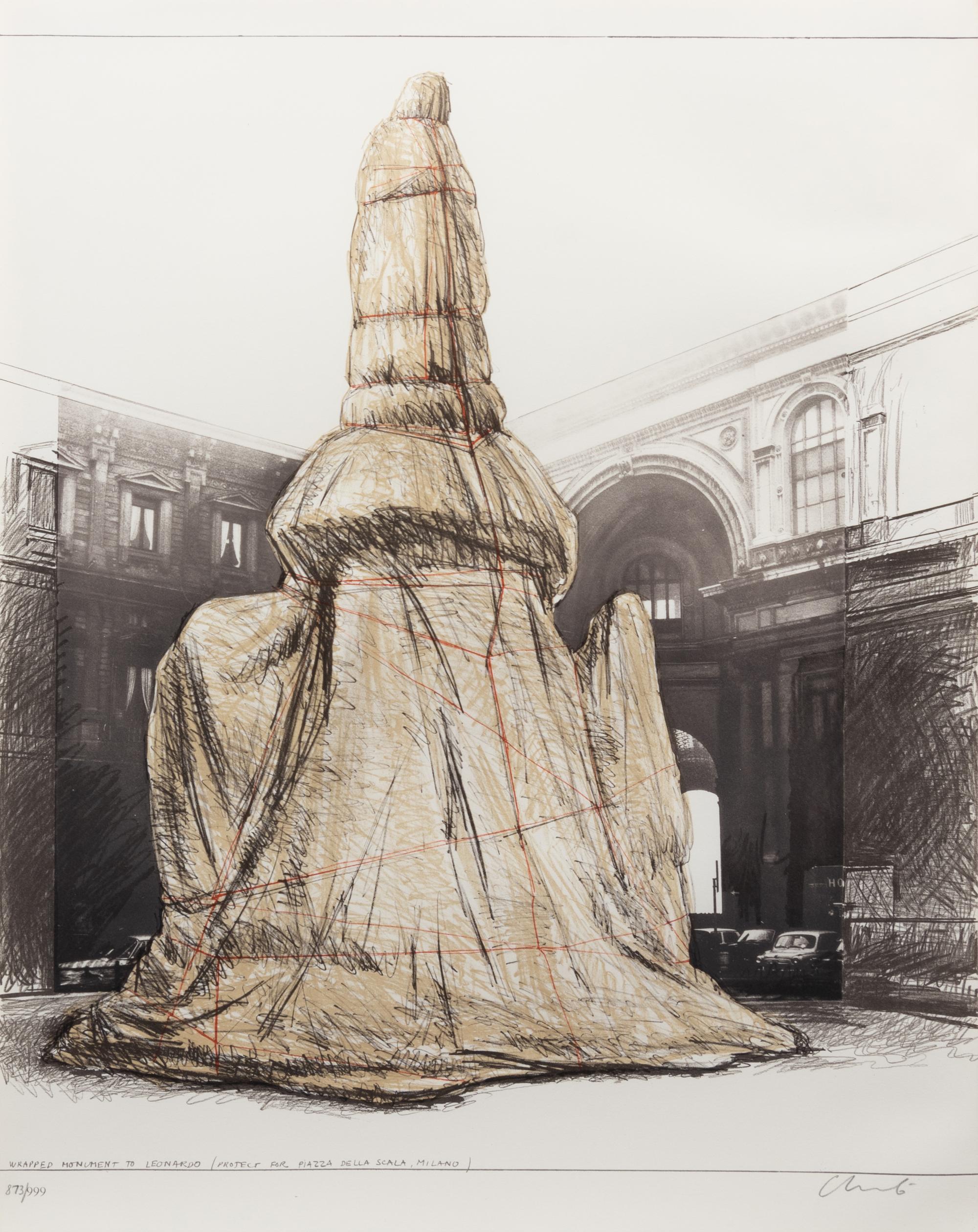 Wrapped Monument to Leonardo (Project for Piazza della Scala, Milano)