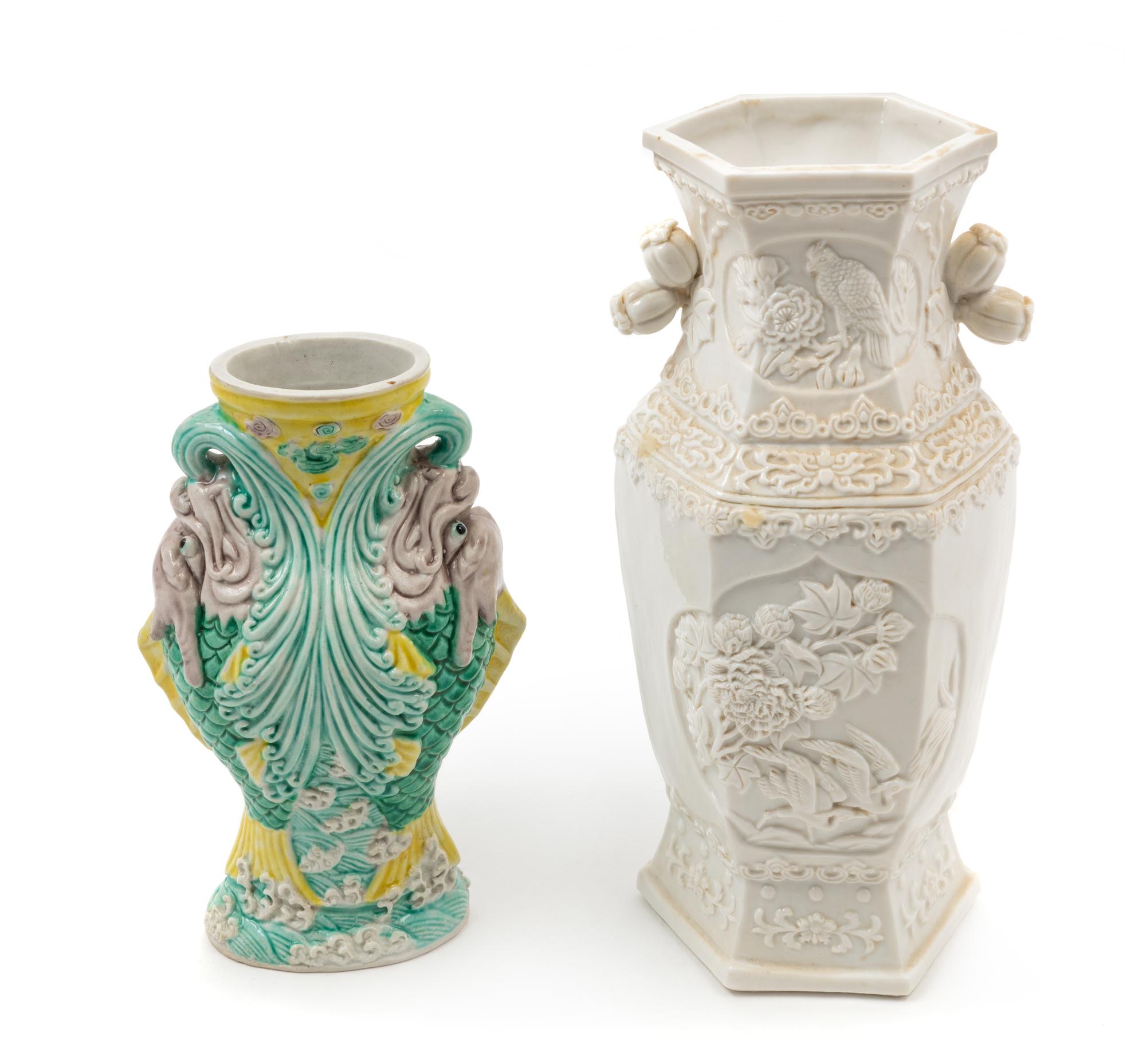 Two Chinese Biscuit Porcelain Vases