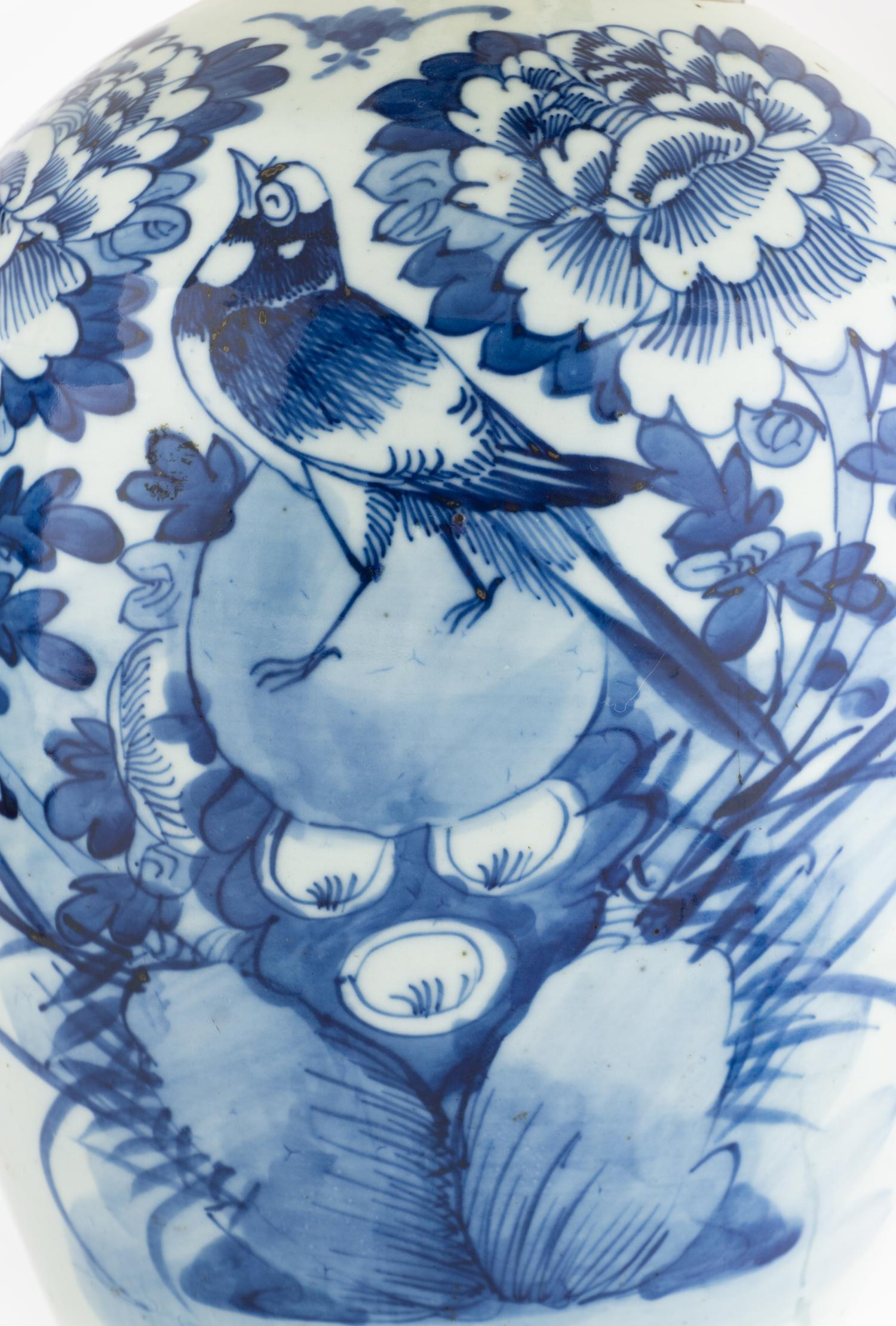A Pair of Blue and White Porcelain Jars Mounted as Lamps