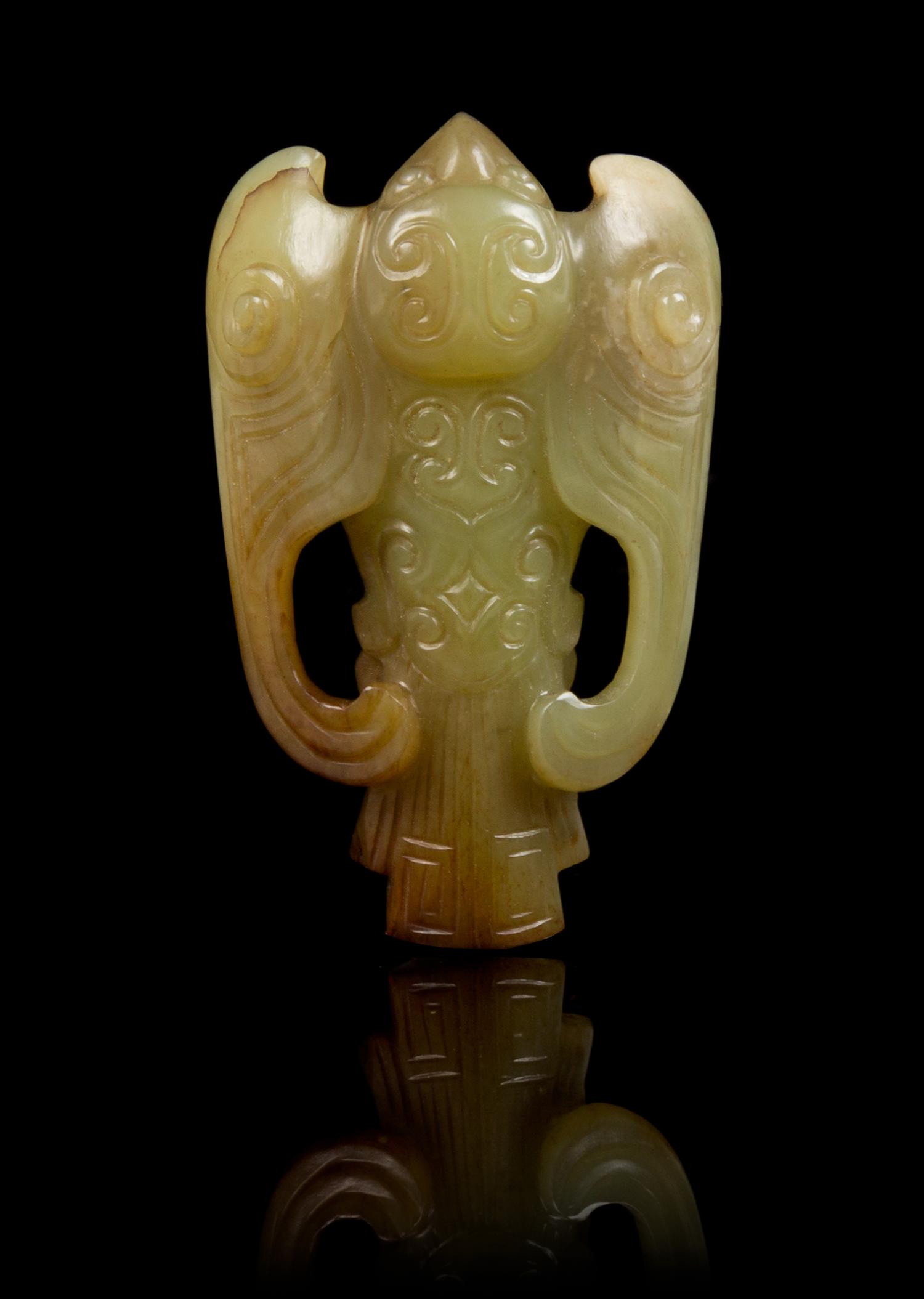 A Yellow Jade Pendant Length 2 1/4 inches.