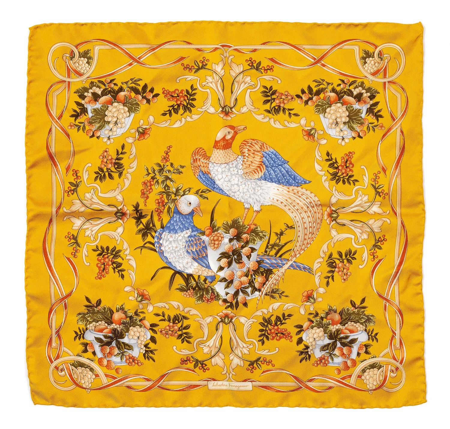 Collection of Couture Accessories: One Ferragamo Scarf and Two Gucci, Two Ferragamo, and One Aquascutum Tie, 1980-2000s