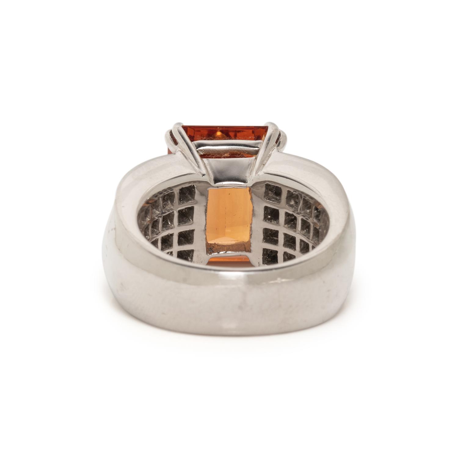 ORANGE TOPAZ AND DIAMOND RING