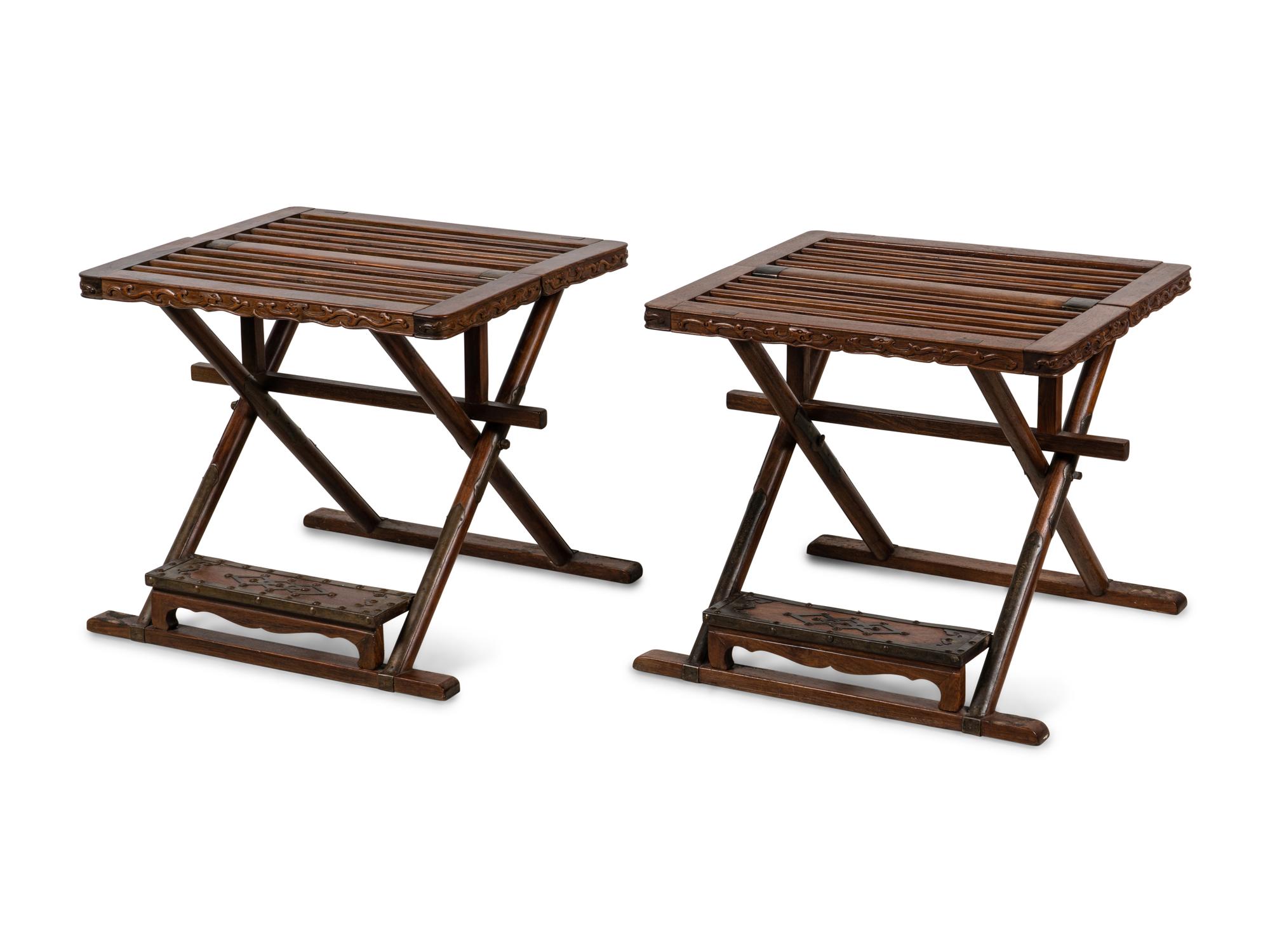 A Pair of Huanghuali Folding Stools