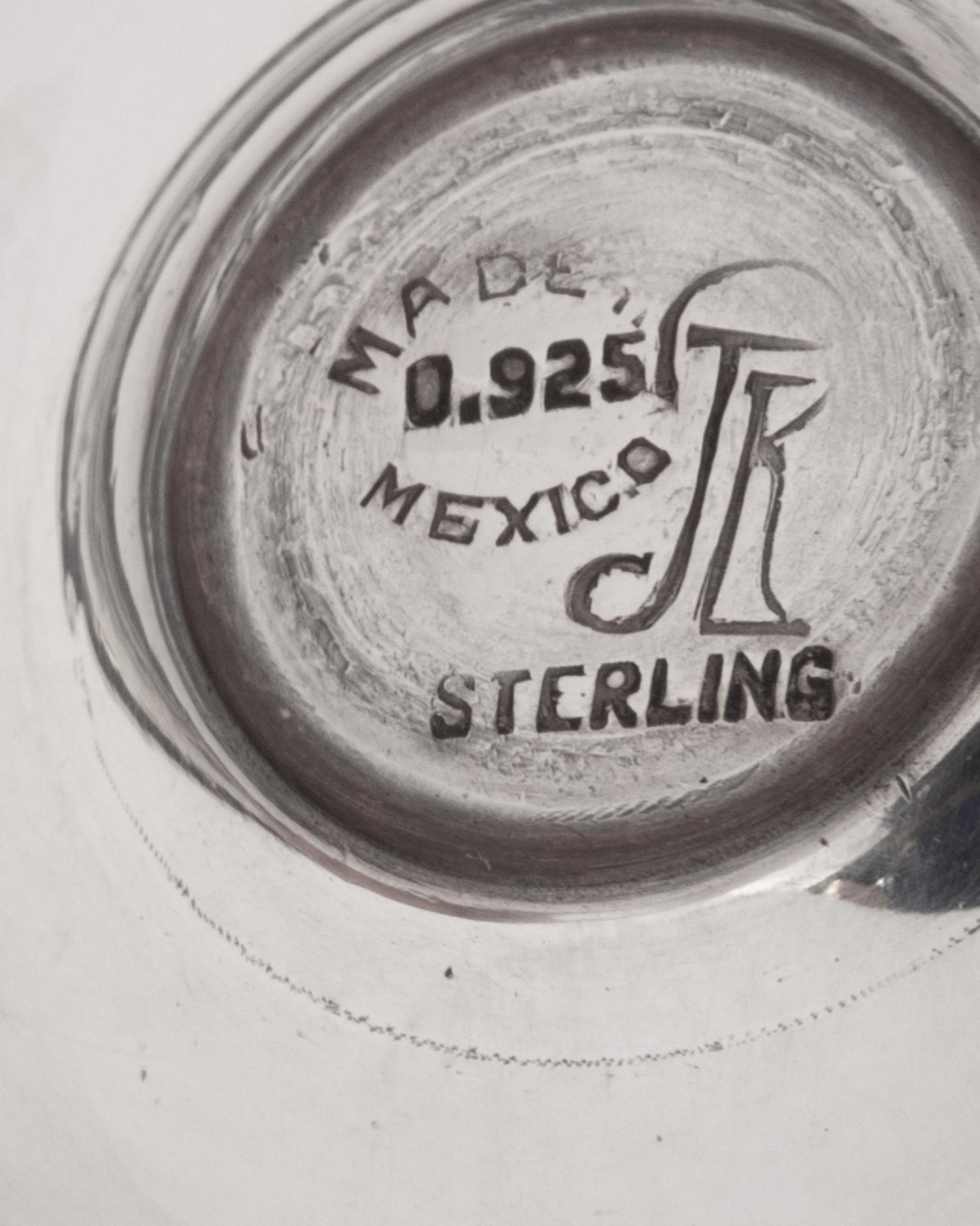 A Set of Eight Mexican Silver Cordial Stems