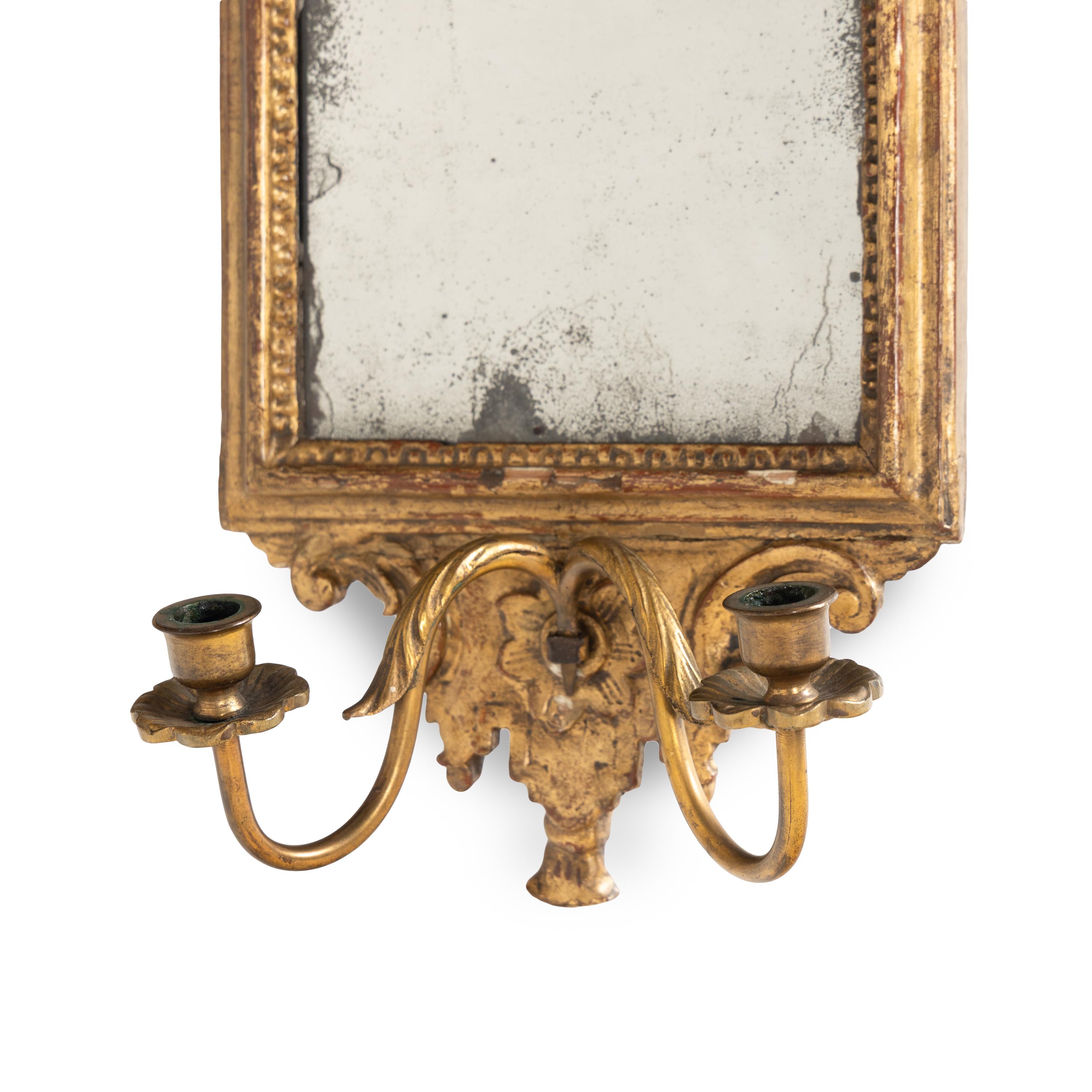 A Pair of Italian Giltwood Girandole Mirrors