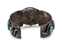 Navajo or Zuni Silver and Turquoise Watch Cuff, with Snake Design