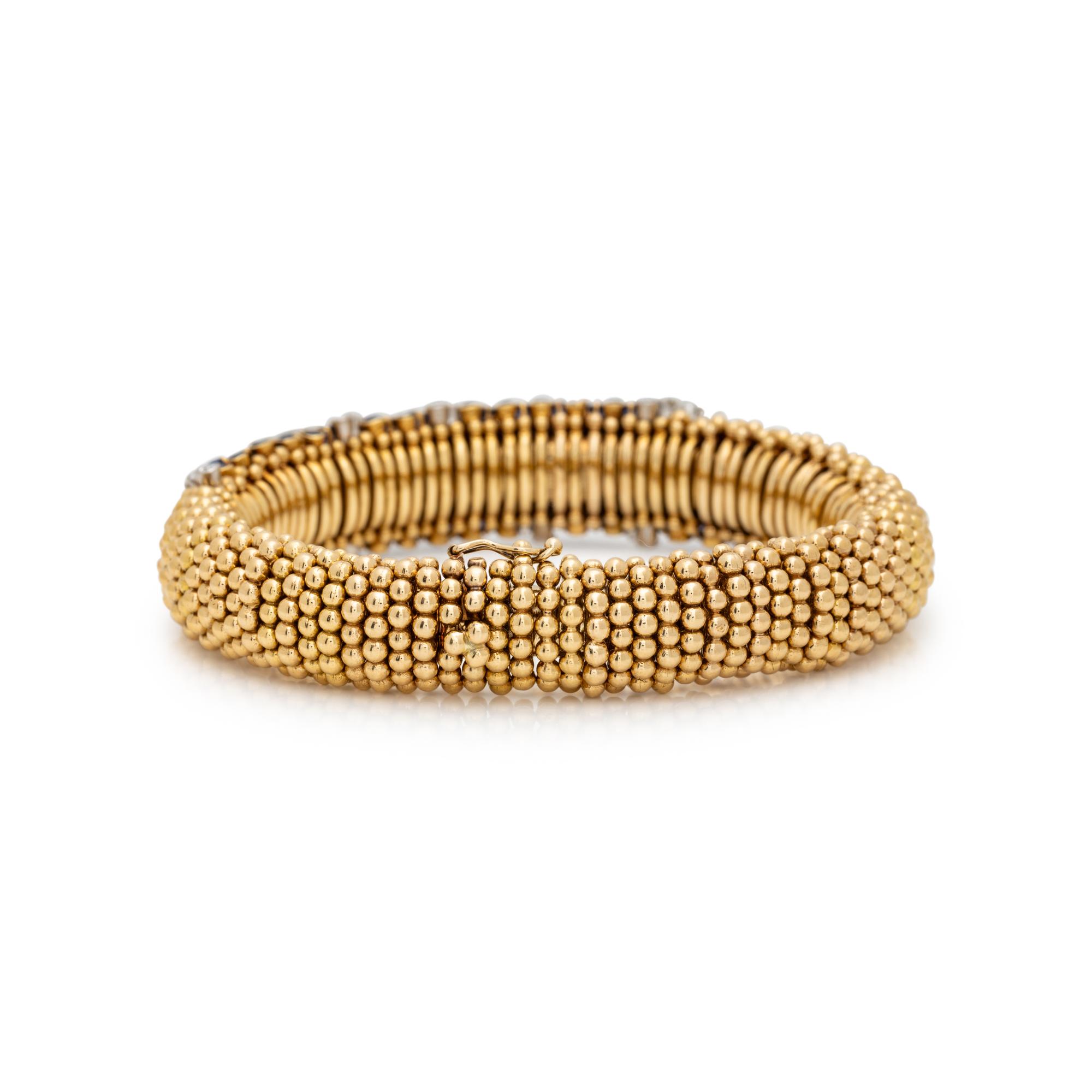 VAN CLEEF & ARPELS, YELLOW GOLD, SAPPHIRE AND DIAMOND 'PELOUSE' BRACELET
