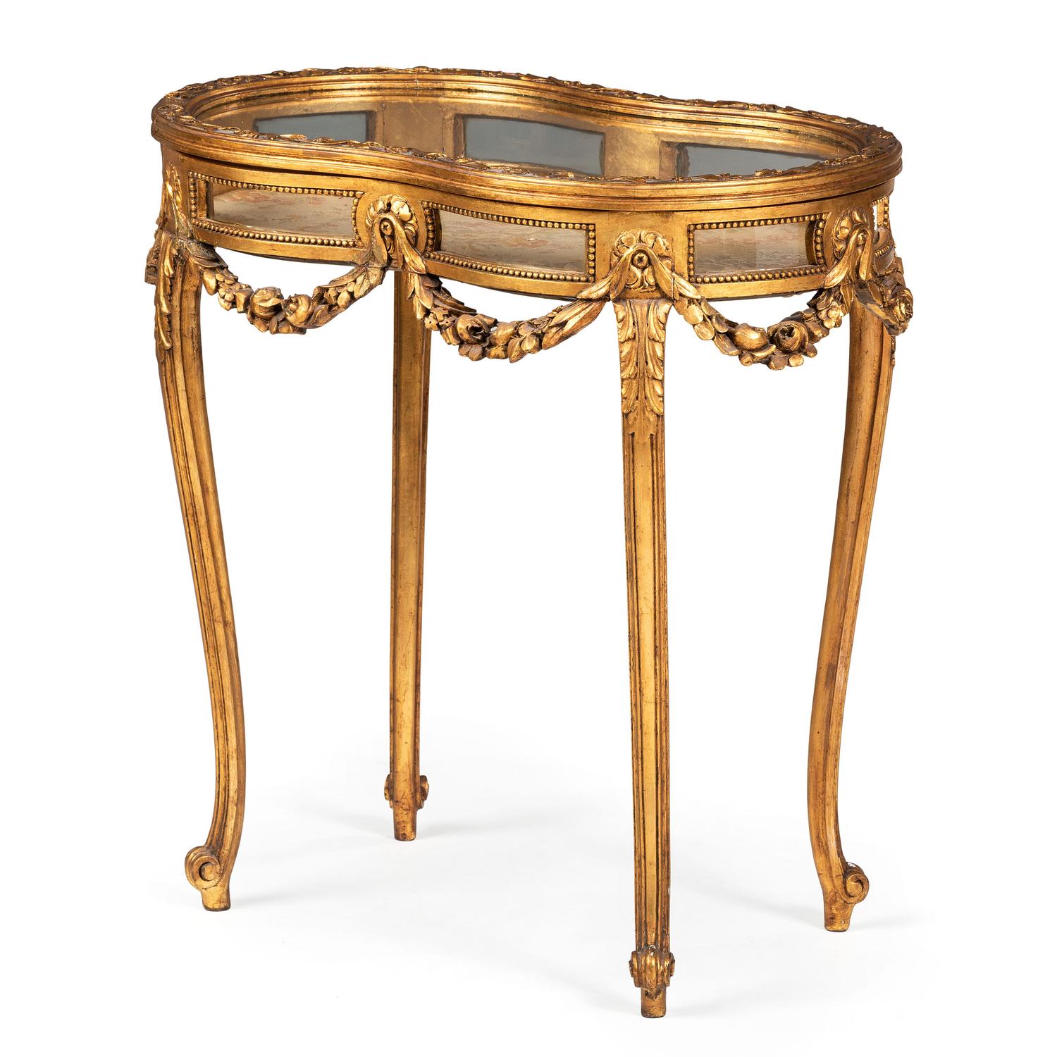 A Louis XV Style Giltwood Vitrine Table