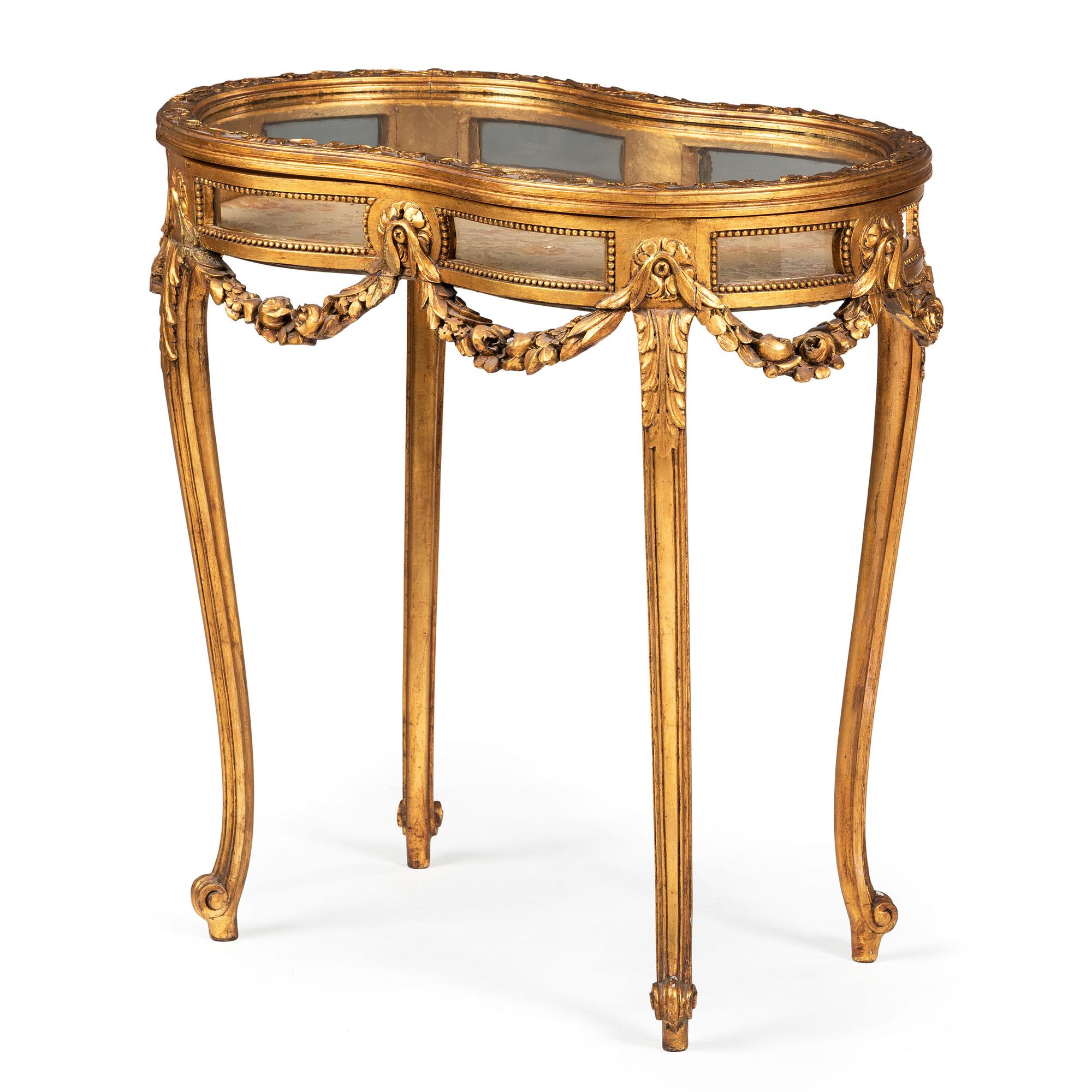 A Louis XV Style Giltwood Vitrine Table