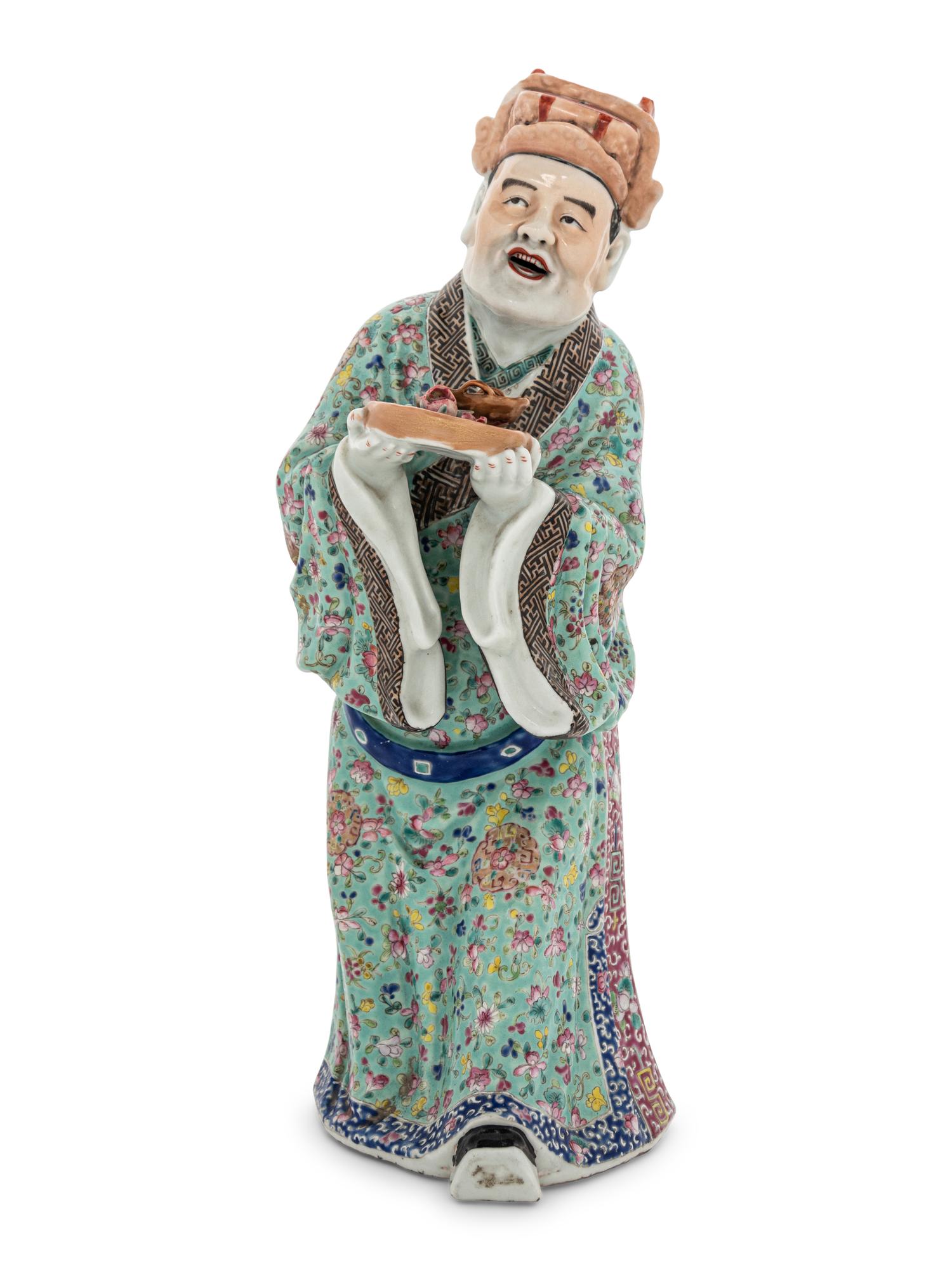 A Chinese Famille Rose Porcelain Figure of a Male