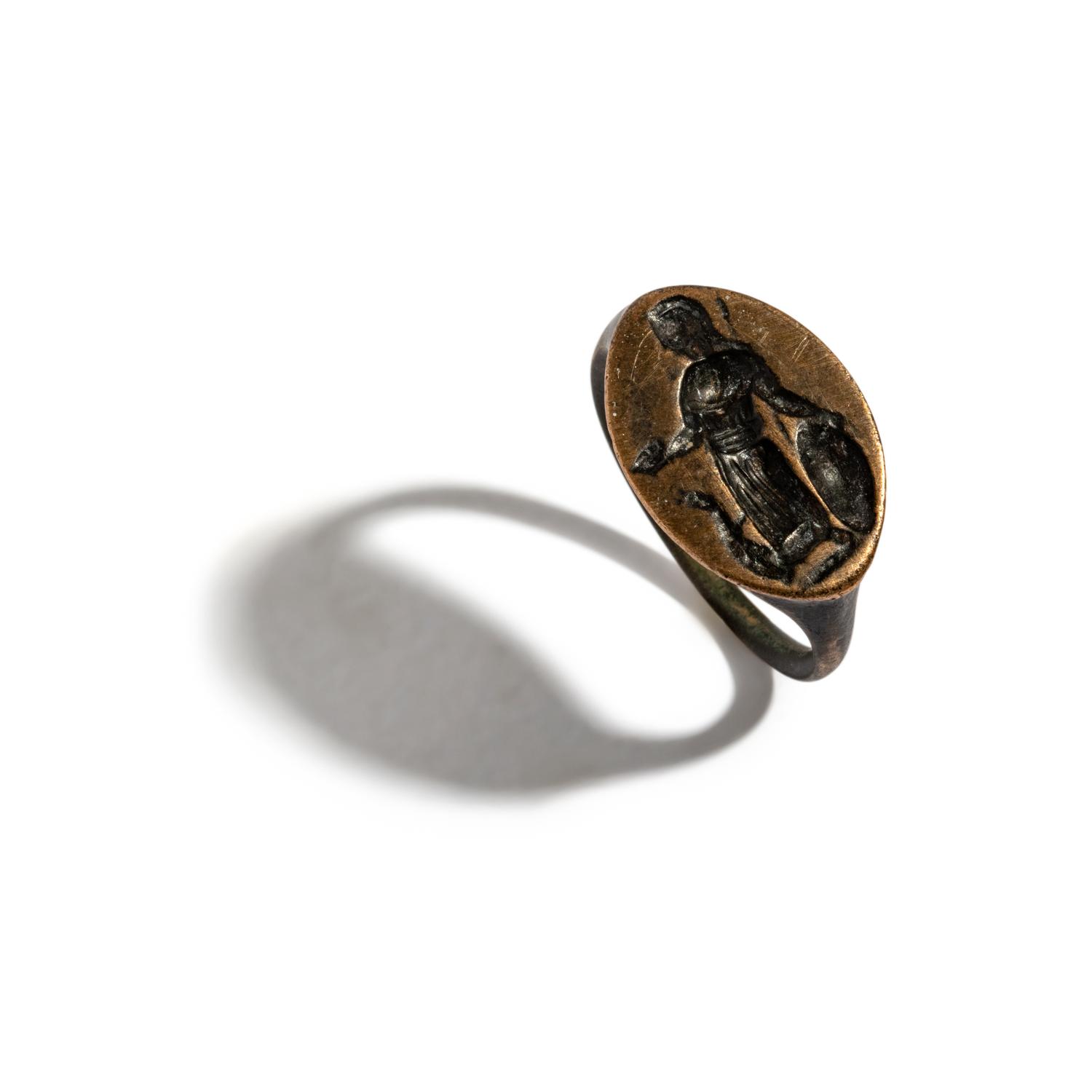 A Greek Bronze Finger Ring with the Goddess Athena