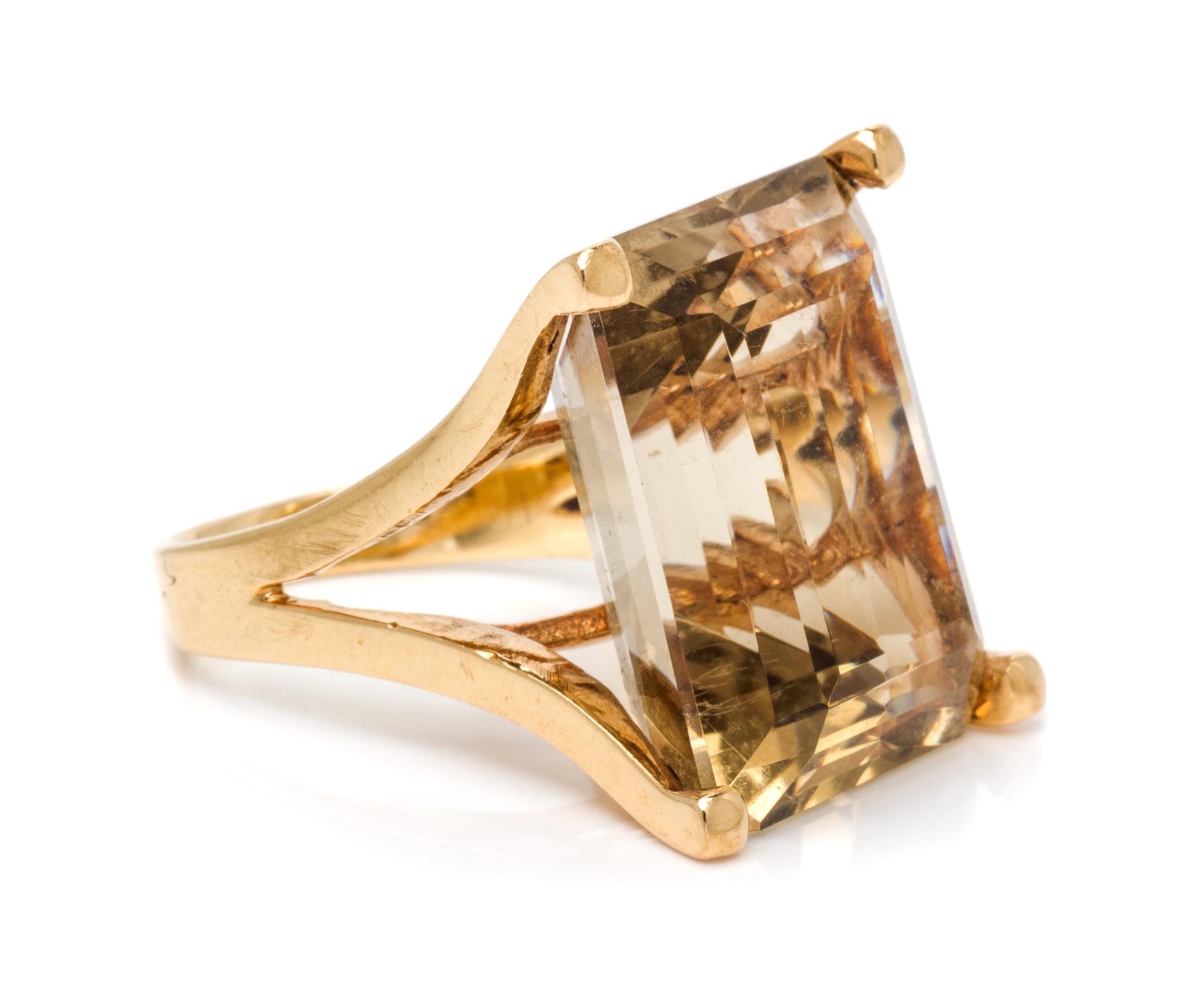 A Yellow Gold and Smokey Quartz Ring, 6.40 dwts.