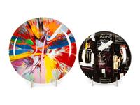 Two Porcelain Art Plates - Damien Hirst Spin Painting and Jean-Michel Basquiat Horn Players — 20th Century