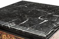 A Pair of Louis XIV Style Gilt Bronze Mounted Boulle Marquetry Marble-Top Pedestals