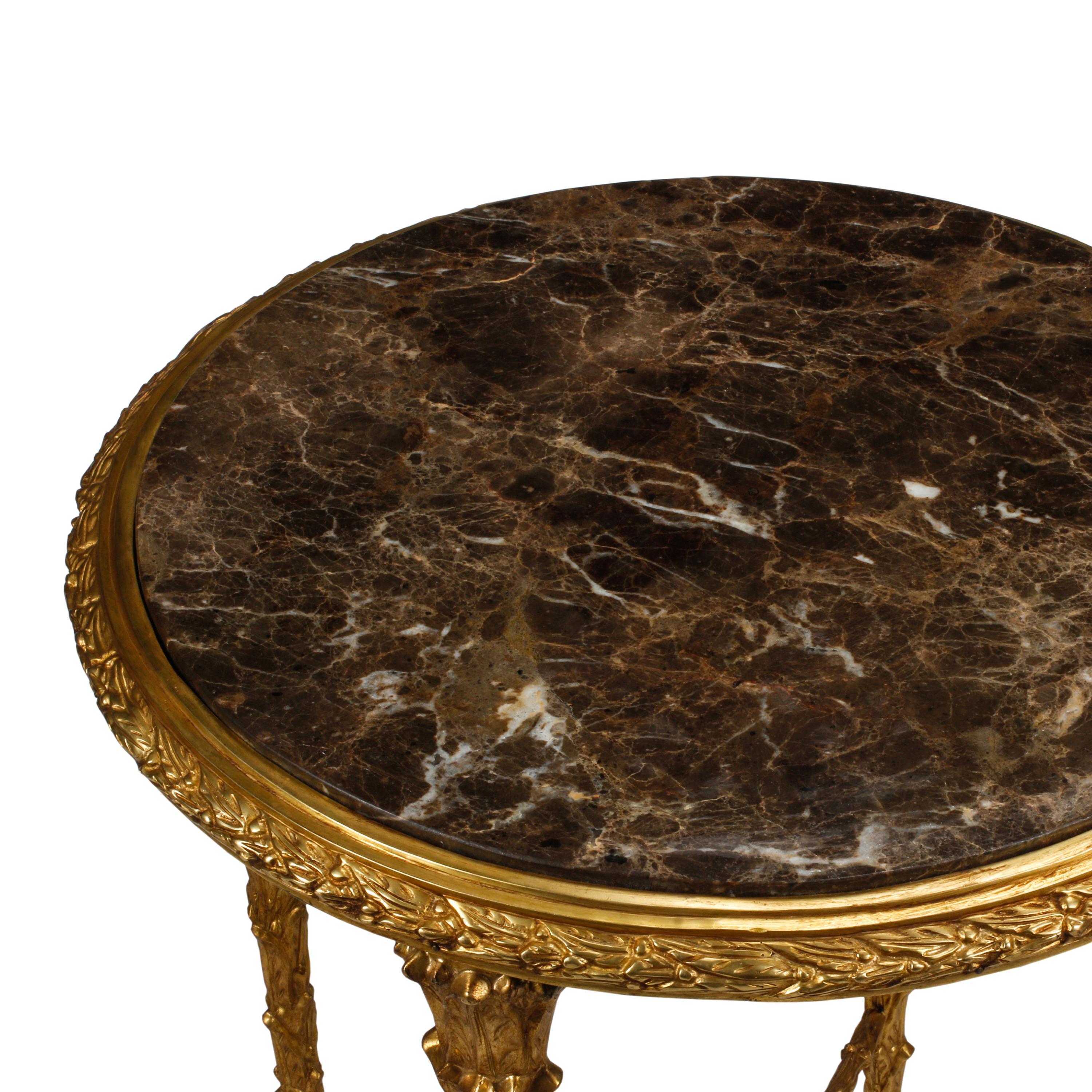 A Neoclassical Style Gilt Bronze and Marble Side Table