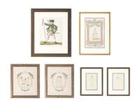 Six Figural Pinprick and Watercolor Pictures