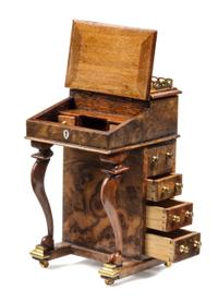 A Victorian Style Brass Mounted Burlwood Davenport Desk Height 2 7/8 x width 1 3/4 x depth 1 3/4 inches. — John Davenport, 1985