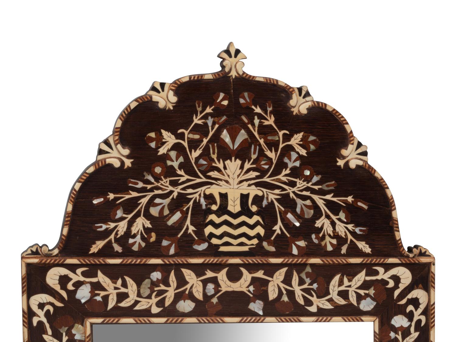 A Pair of Levantine Bone and Mother-of-Pearl Marquetry Mirrors