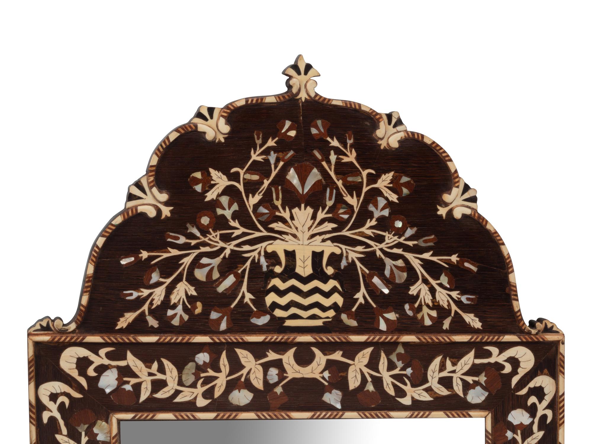 A Pair of Levantine Bone and Mother-of-Pearl Marquetry Mirrors