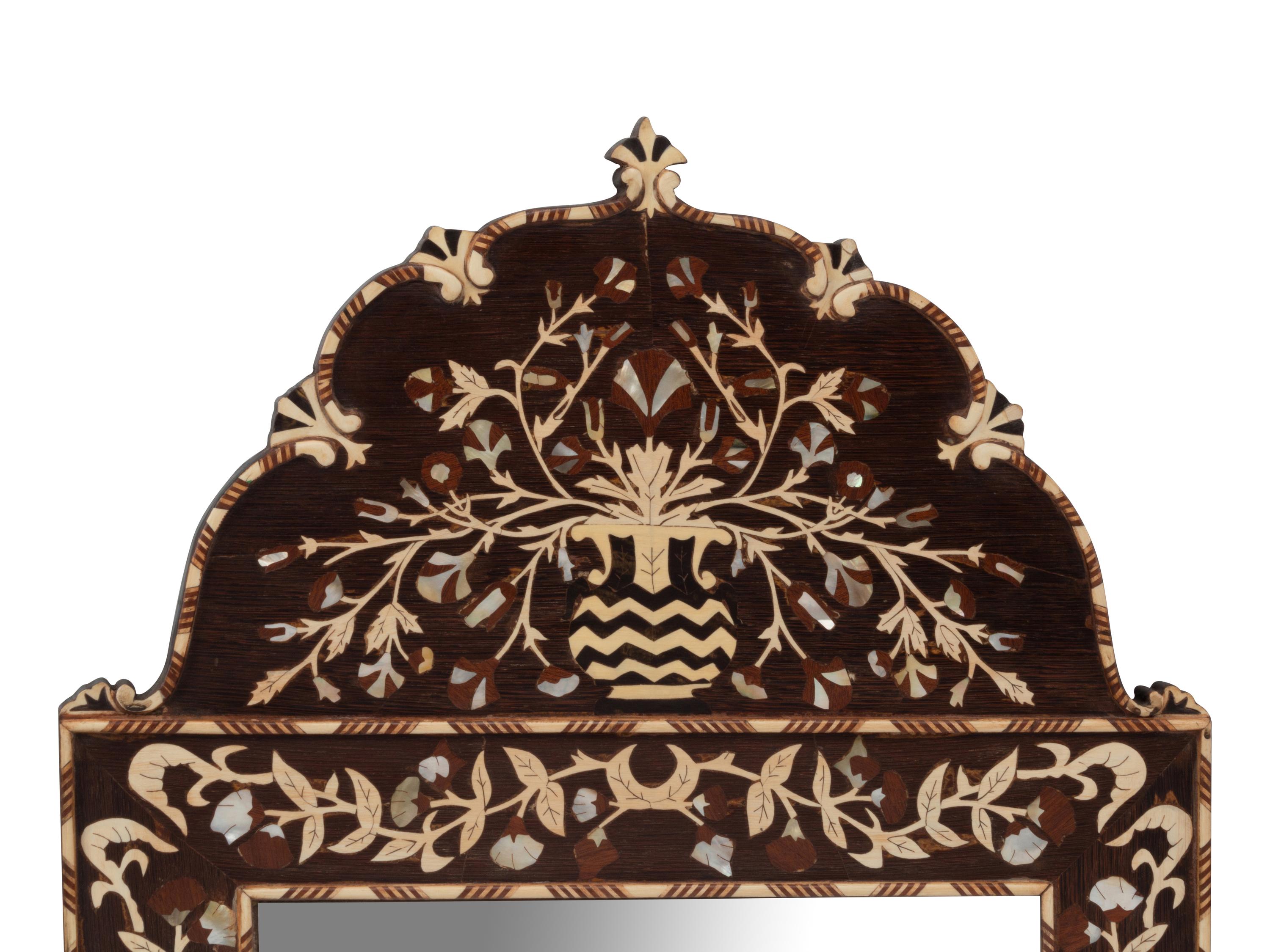 A Pair of Levantine Bone and Mother-of-Pearl Marquetry Mirrors