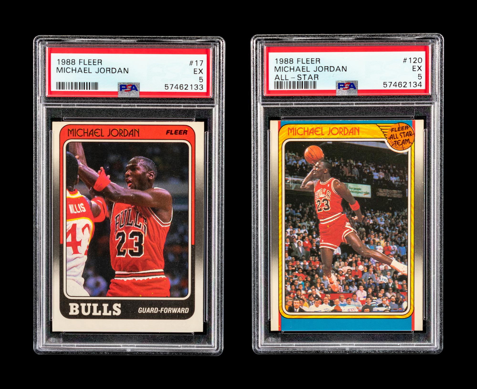 A Group of Two PSA Graded 1988 Fleer Michael Jordan Basketball Cards,