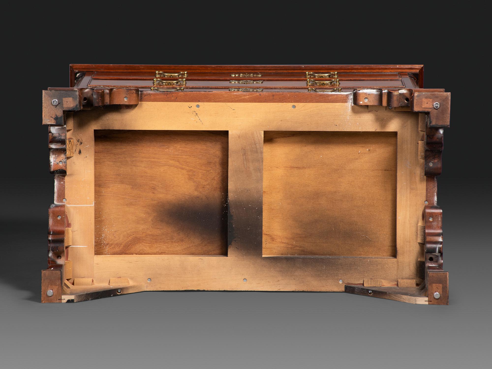 An American Chinese Chippendale Style Carved Mahogany Chest on Chest
